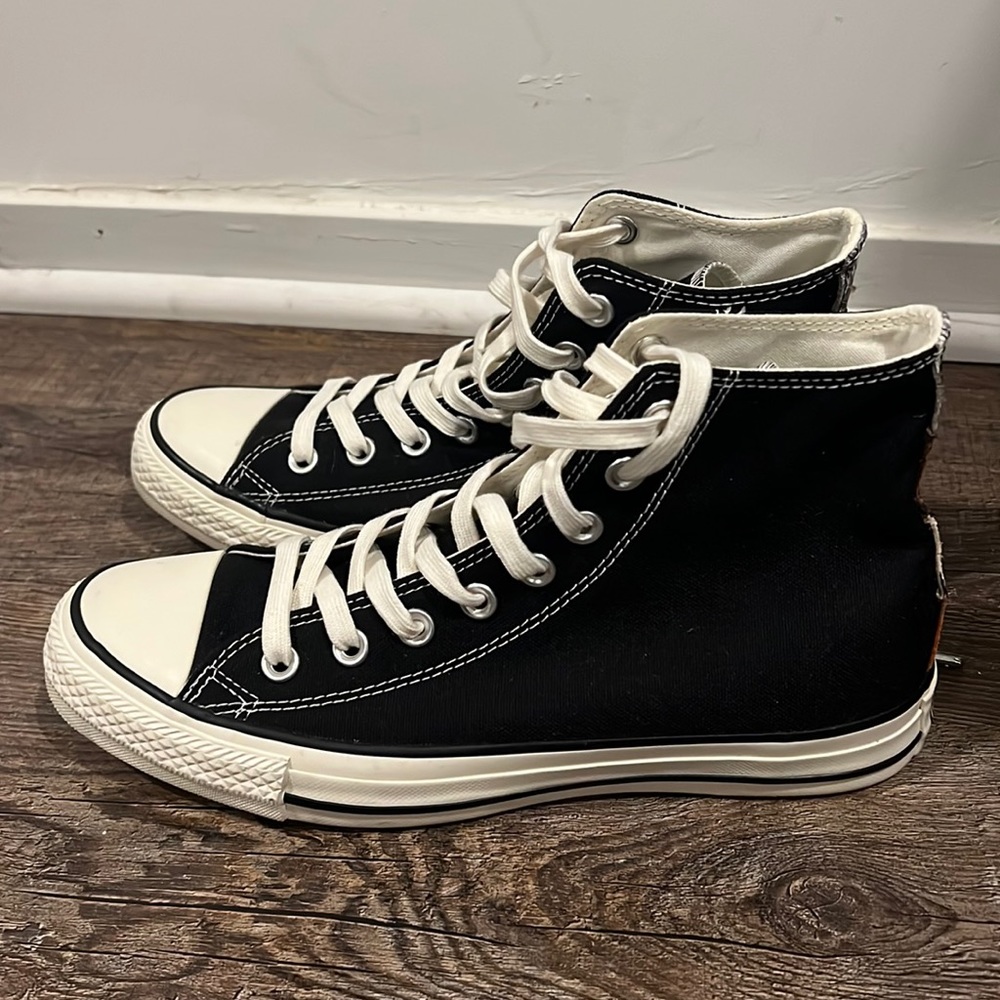 Pair of high top converse for sale with super cute pattern as shown in picture